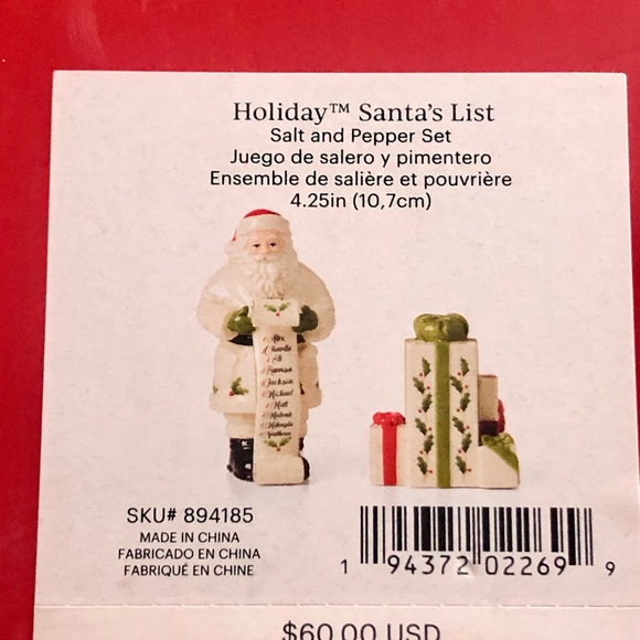 NIB! Lenox “Santa’s List” Salt & Pepper Set - Picture 3 of 7